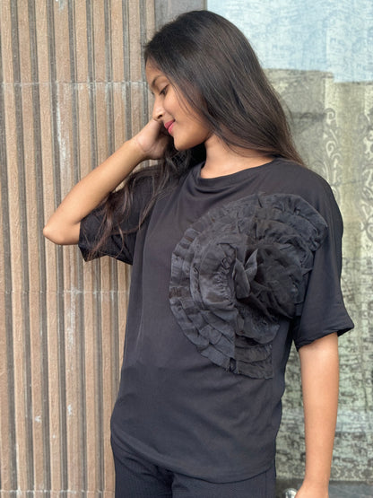 Stylish 3D Organza Flower Top – Elegant Women's Fashion | Arsh Wardrobe Collection