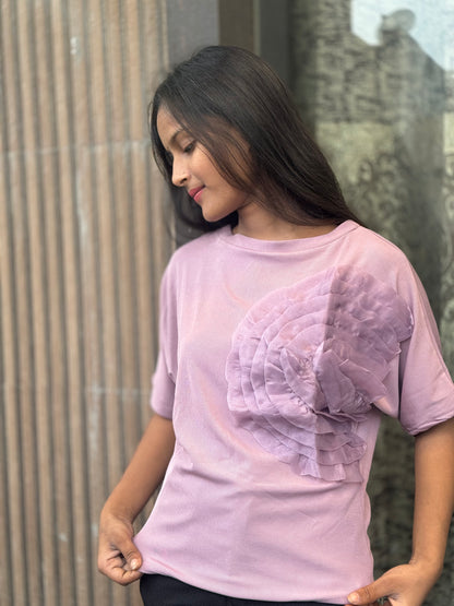 Stylish 3D Organza Flower Top – Elegant Women's Fashion | Arsh Wardrobe Collection