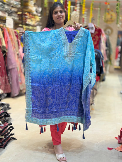 Dual-Toned Luxury Kaftan in Pure Crepe BY INDIPEHNAWA