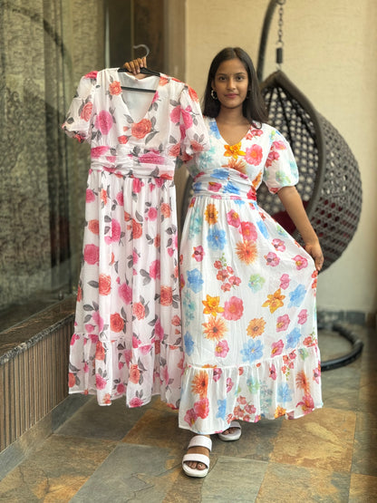 FLORAL HEAVY FLAIR DRESS