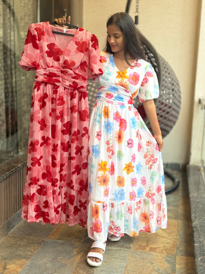 FLORAL HEAVY FLAIR DRESS