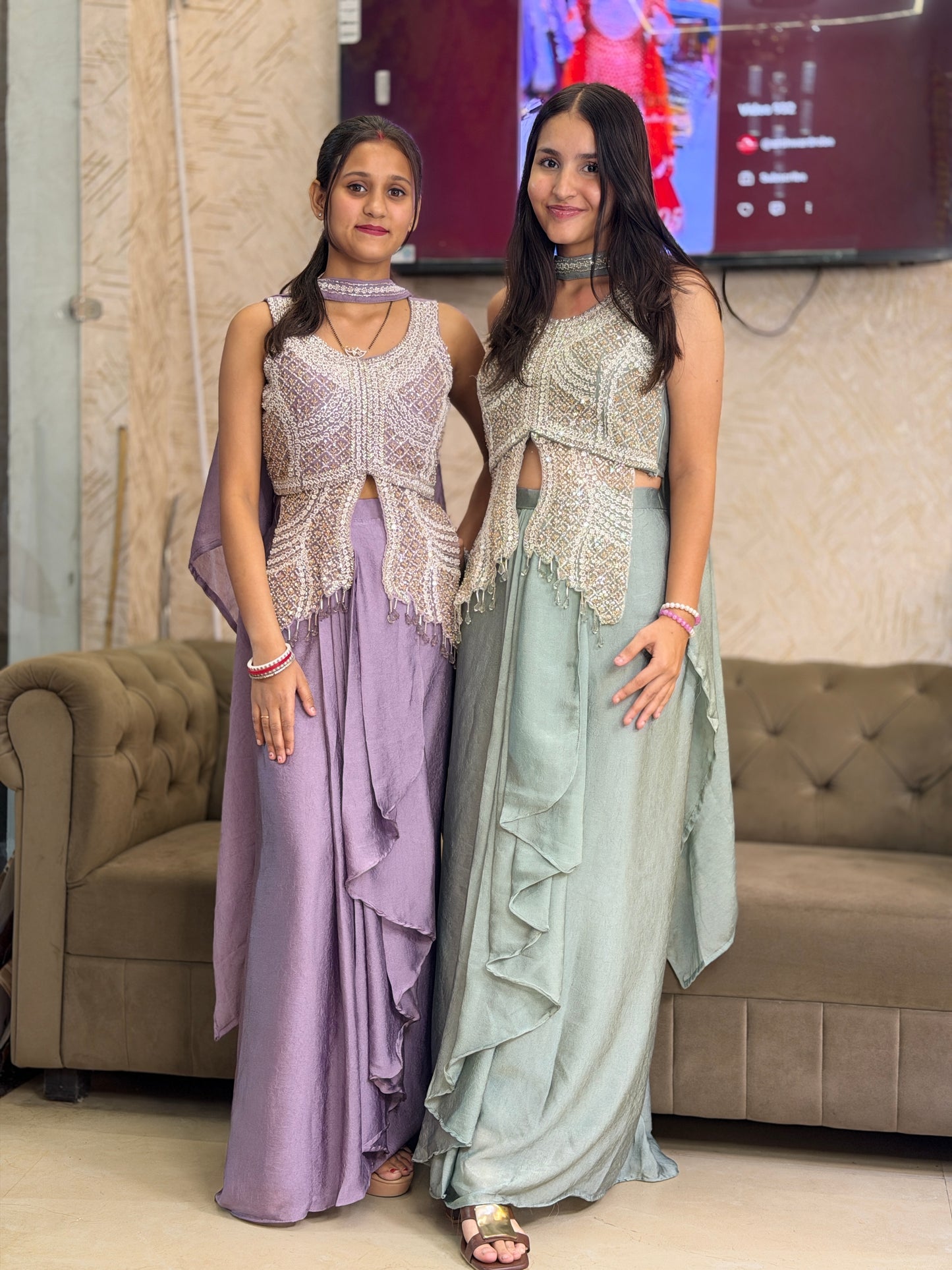 DESIGNER TOP PEARL WORK WITH SKIRT DRESS