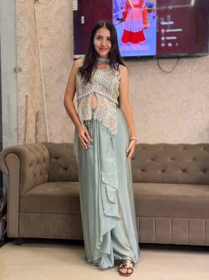 DESIGNER TOP PEARL WORK WITH SKIRT DRESS