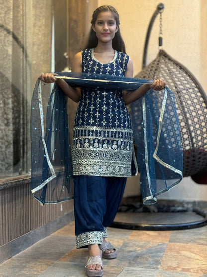 HEAVY GOLDEN WORK GEORGETTE PATHANI SALWAR SUIT