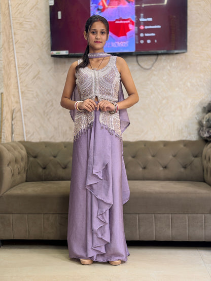 DESIGNER TOP PEARL WORK WITH SKIRT DRESS