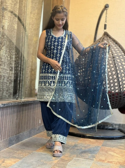 HEAVY GOLDEN WORK GEORGETTE PATHANI SALWAR SUIT