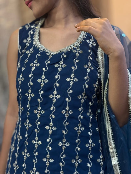 HEAVY GOLDEN WORK GEORGETTE PATHANI SALWAR SUIT