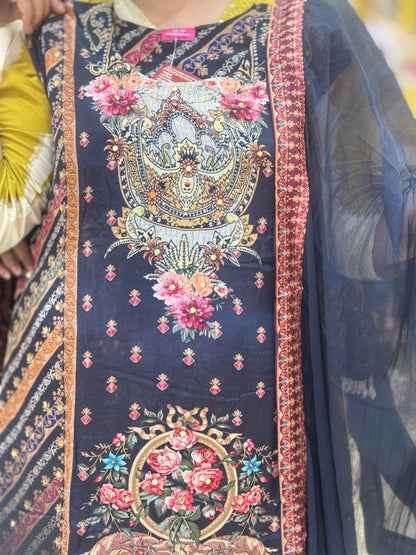 Mirror Embellished Black Sharara Set IN CRAPE