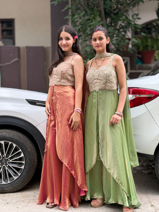 PREMIUM SILK TOP DESIGN LONG FRONT CUT WITH FULL FLAIR LEHENGA