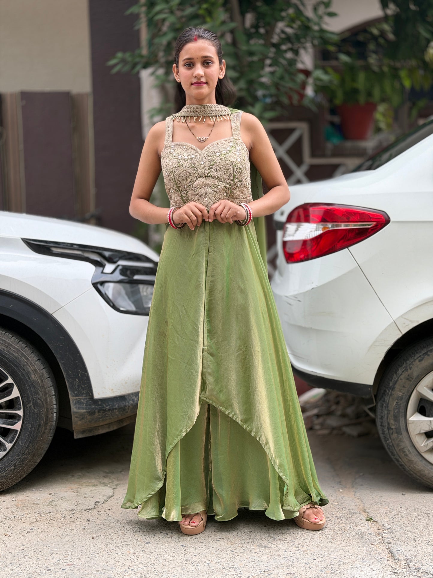 PREMIUM SILK TOP DESIGN LONG FRONT CUT WITH FULL FLAIR LEHENGA