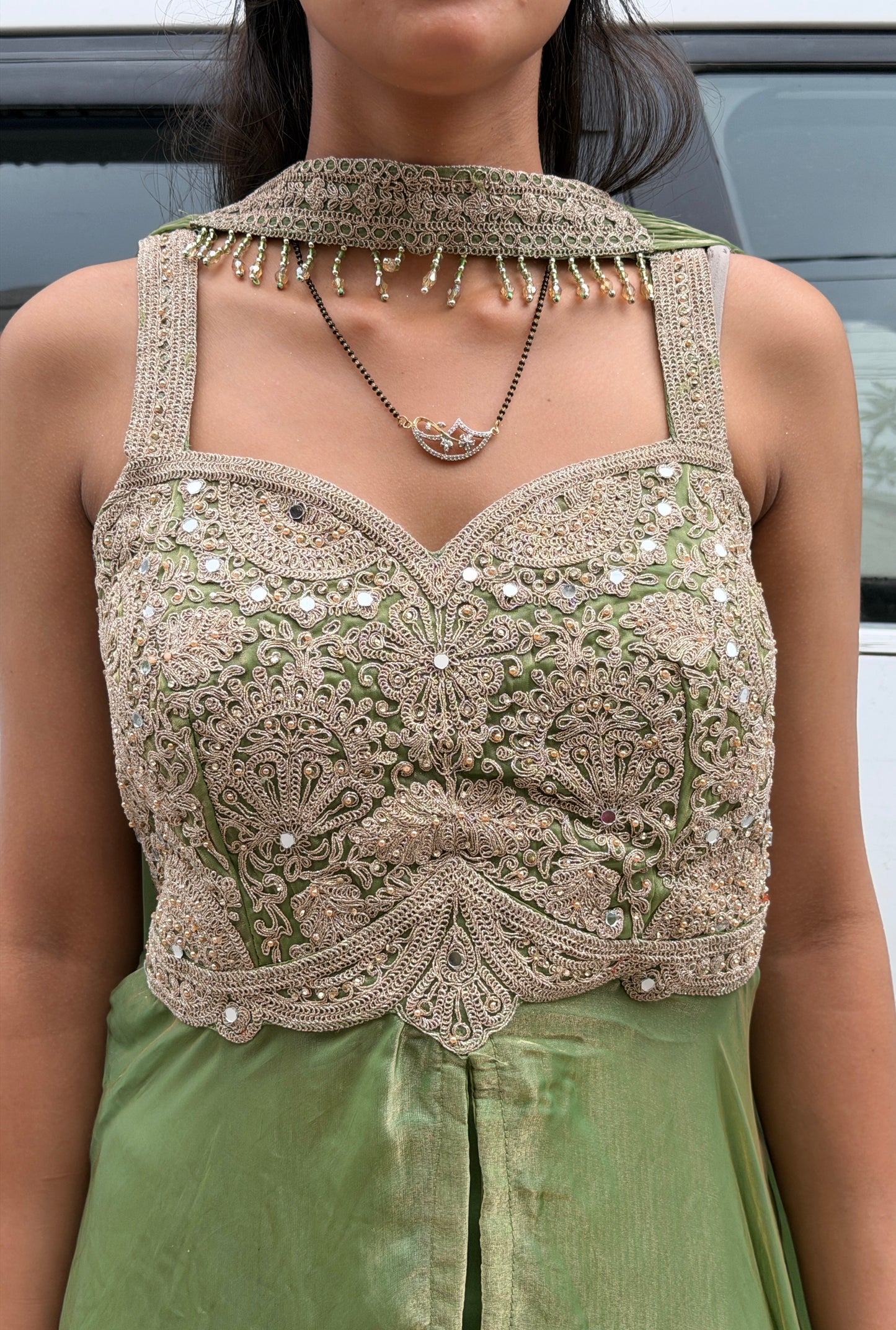 PREMIUM SILK TOP DESIGN LONG FRONT CUT WITH FULL FLAIR LEHENGA