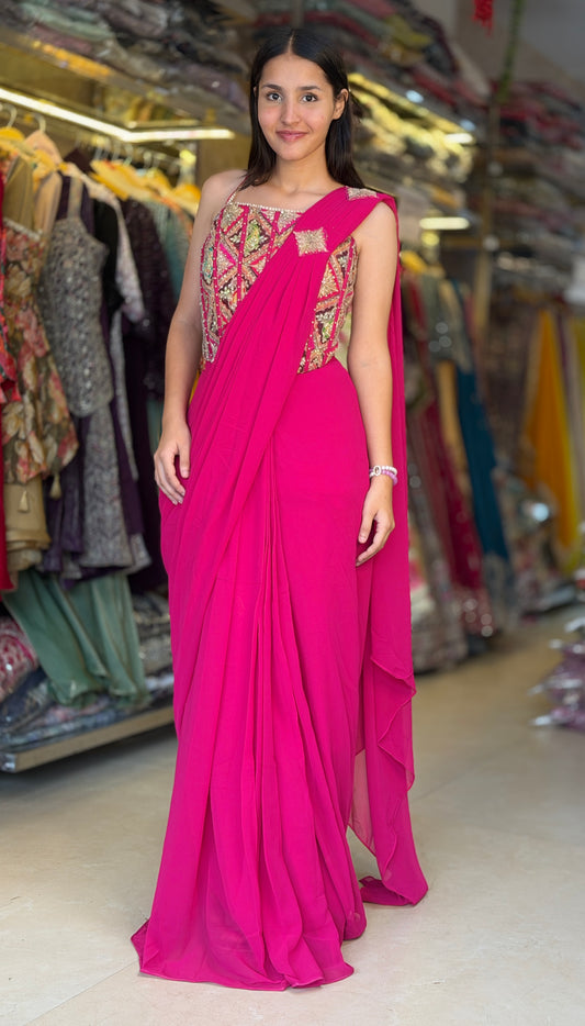MULTI COLOURED CORD TOP WITH DESIGNER SAREE