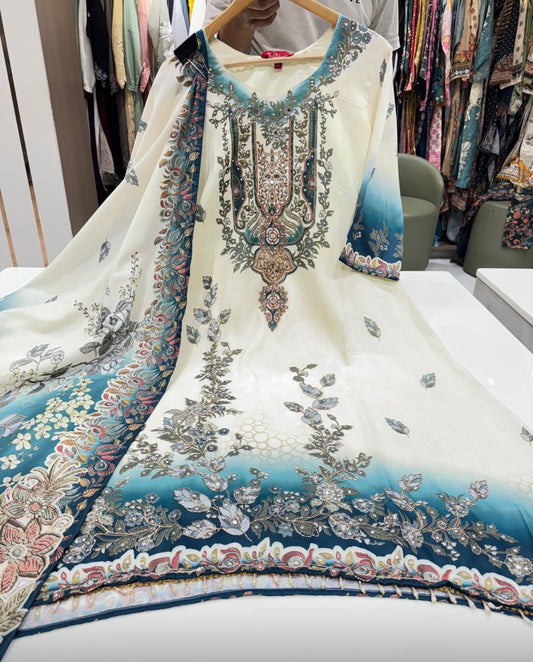 PREMIUM CRAPE DUEL COLOUR 3 PEICE SUIT