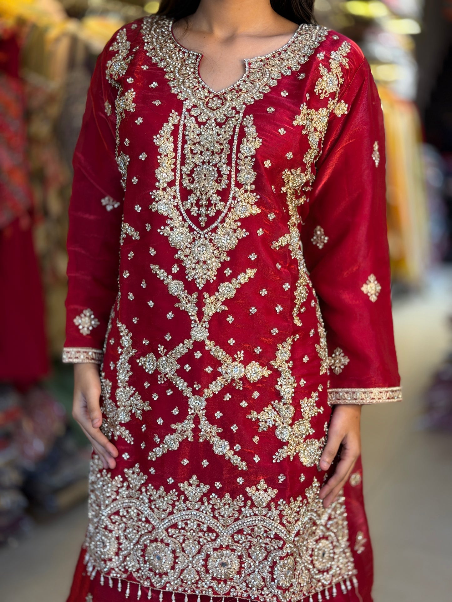 PARTY WEAR FANDY SILK ORIGNAL MIRRIR WORK FULL FAIR LEHENGA