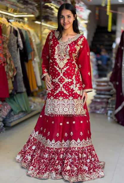 PARTY WEAR FANDY SILK ORIGNAL MIRRIR WORK FULL FAIR LEHENGA