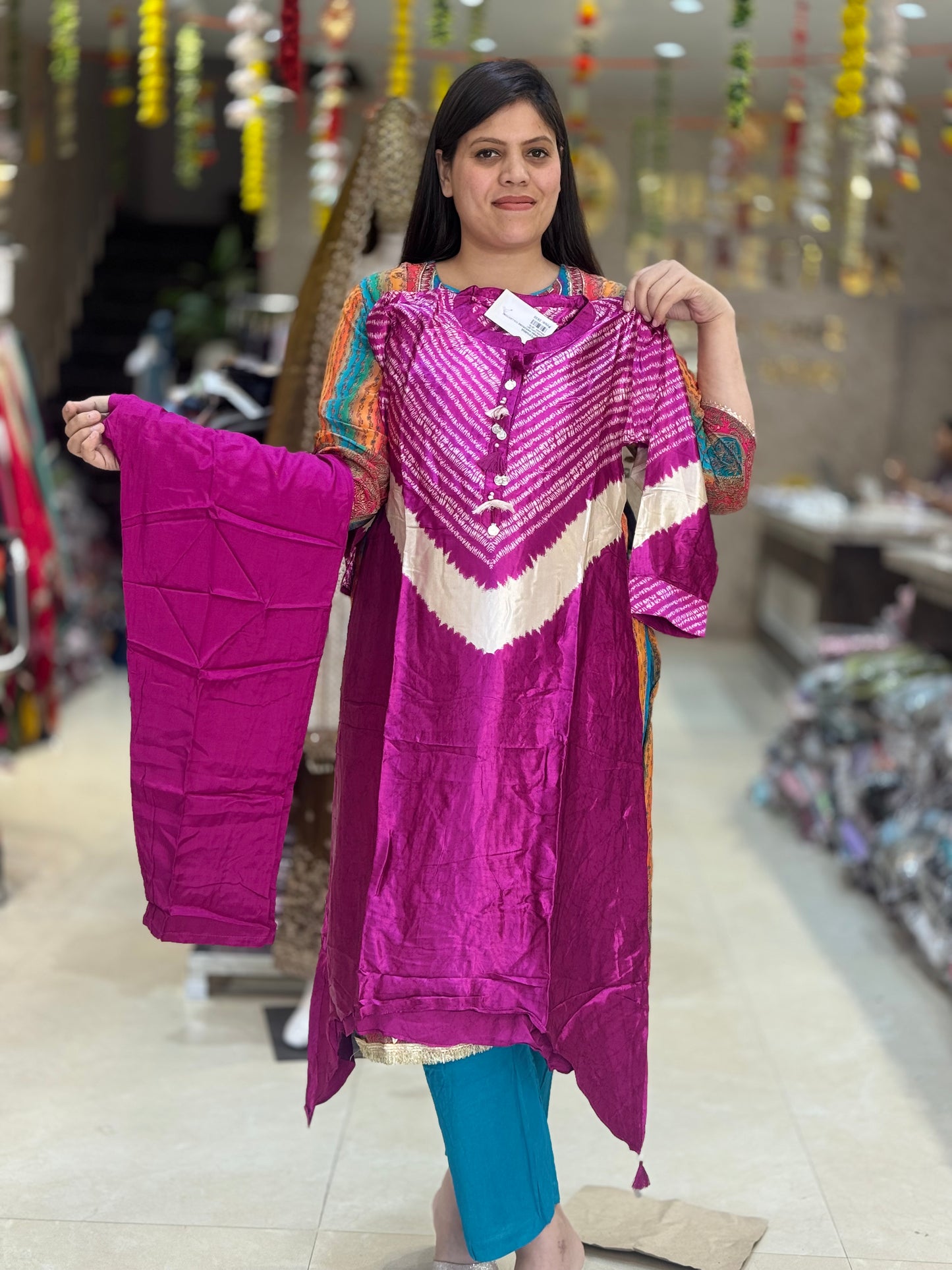 PREMIUM CREPE ELIGANT DESIGNER MAGENTA CORDSET WITH C CUT DESIGN