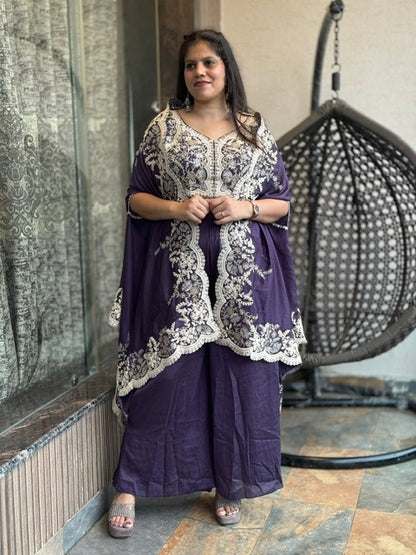 DESIGNER PREMIUM SILK FRONT/BACK EMBROIDERED 3 PIECE SUIT