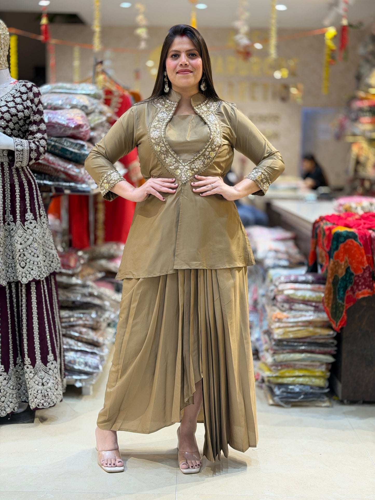 GOLDEN BUTIER BEAUTIFUL TOP WITH SKIRT DRESS