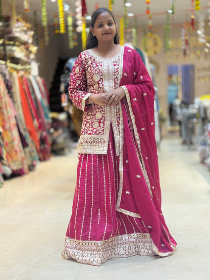 PURE CHINON TIILLA AND THREAD WOTK WITH LEHNGA