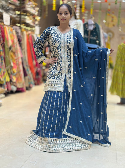 PURE CHINON TIILLA AND THREAD WOTK WITH LEHNGA