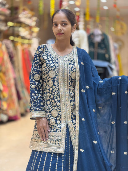 PURE CHINON TIILLA AND THREAD WOTK WITH LEHNGA