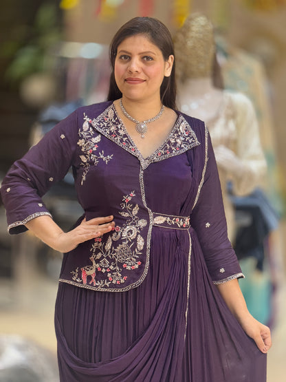 DESIGNER WINE PURE CHINON INDIAN/INDOWESTERN ONE PC DRESS