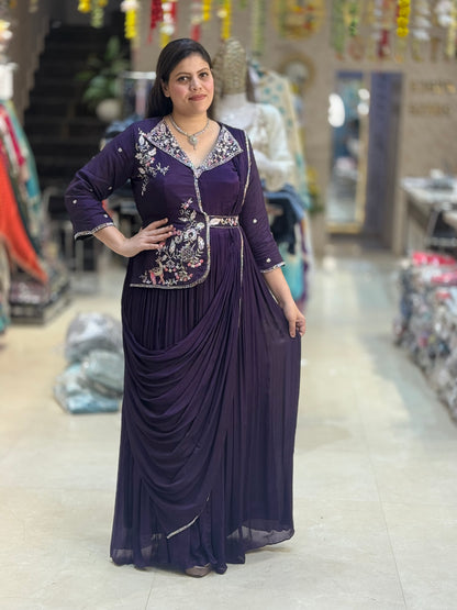 DESIGNER WINE PURE CHINON INDIAN/INDOWESTERN ONE PC DRESS