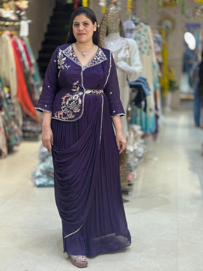 DESIGNER WINE PURE CHINON INDIAN/INDOWESTERN ONE PC DRESS