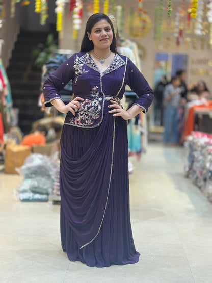 DESIGNER WINE PURE CHINON INDIAN/INDOWESTERN ONE PC DRESS