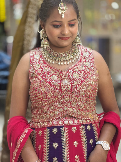 SIPPI AND MIRROR WORK DUAL LEHNGA IN GEORGET