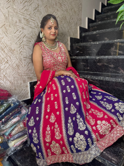 SIPPI AND MIRROR WORK DUAL LEHNGA IN GEORGET