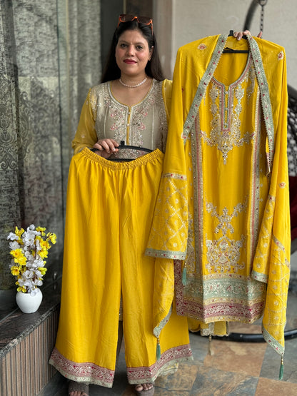 INDIPEHNAWA FESTIVAL SPECIAL HEAVY CHINON WITH FULL HEAVY ZIRCON AND MIRROR WORK SUIT SET