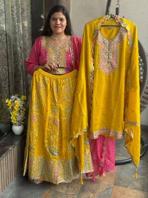 INDIPEHNAWA HEAVY GHRARA WITH FULL TILLA WORK IN PREMIUM CHINON (ARTICLE NO. 53)