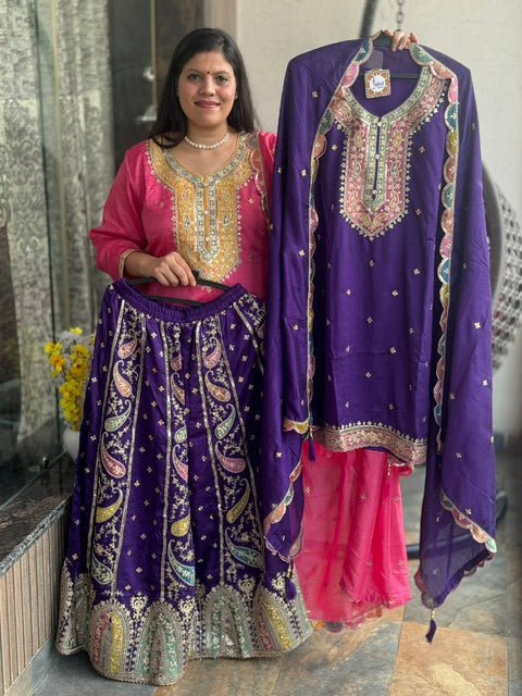 INDIPEHNAWA HEAVY GHRARA WITH FULL TILLA WORK IN PREMIUM CHINON (ARTICLE NO. 53)