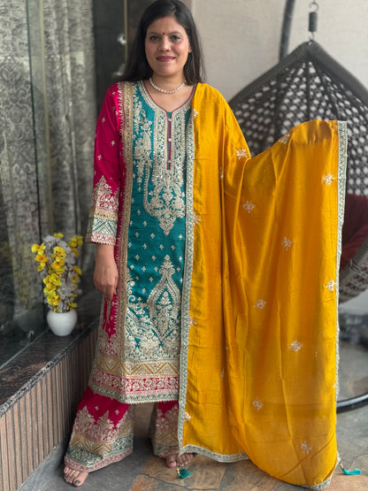 INDIPEHNAWA HEAVY MIRROR AND MULTI COLOURED HOT SELLING PAKISTANI SUIT (ARTICLE NO. 58)