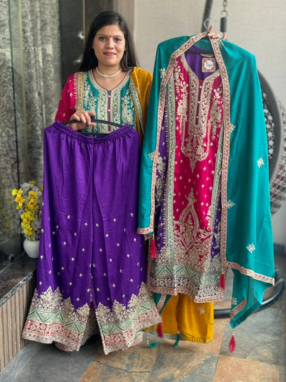 INDIPEHNAWA HEAVY MIRROR AND MULTI COLOURED HOT SELLING PAKISTANI SUIT (ARTICLE NO. 58)