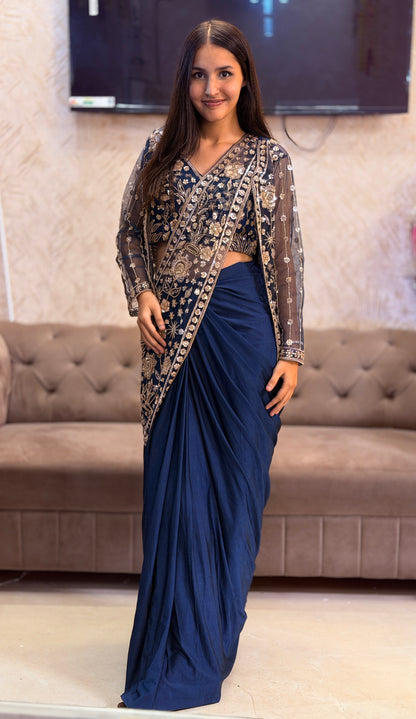 BEAUTIFUL HANDWORK JACKET DESIGN SAREE