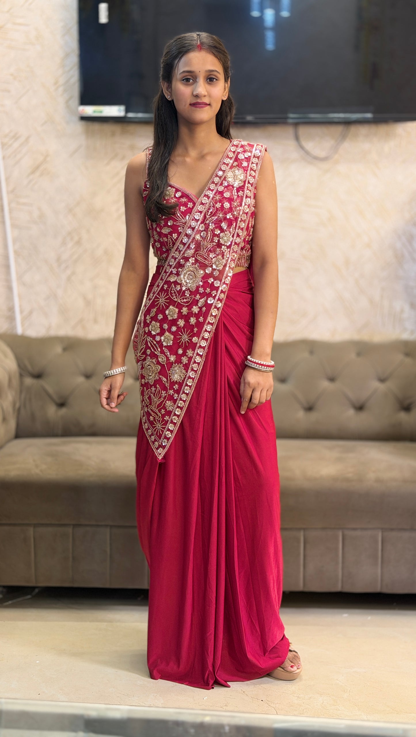 BEAUTIFUL HANDWORK JACKET DESIGN SAREE