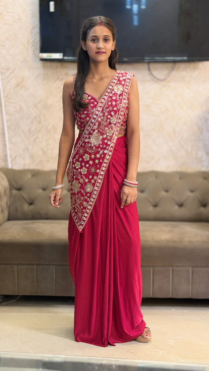 BEAUTIFUL HANDWORK JACKET DESIGN SAREE