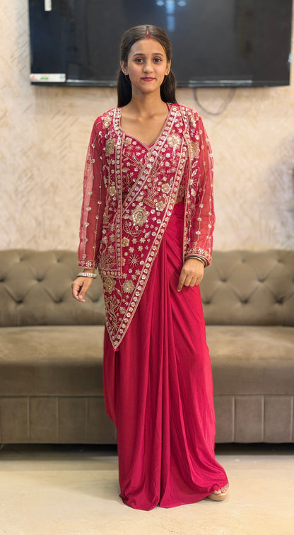 BEAUTIFUL HANDWORK JACKET DESIGN SAREE