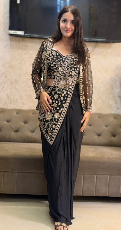 BEAUTIFUL HANDWORK JACKET DESIGN SAREE
