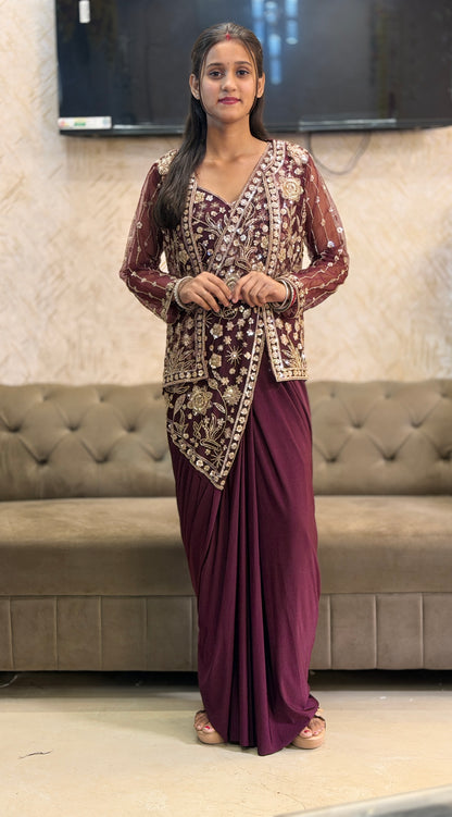BEAUTIFUL HANDWORK JACKET DESIGN SAREE