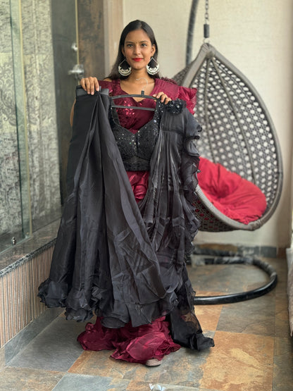 INDIPEHNAWA DESINER ORGANZA HEAVY DESINER DRAPE SAREE (SR-01)