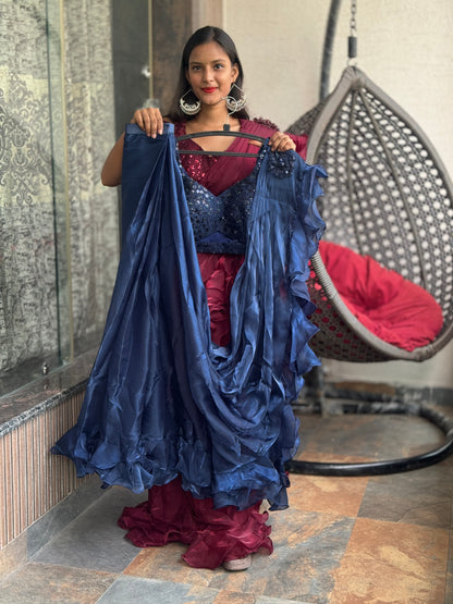 INDIPEHNAWA DESINER ORGANZA HEAVY DESINER DRAPE SAREE (SR-01)