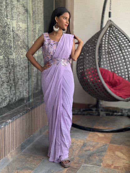 INDIPEHNAWA DESINER HEAVY CUT-DANA AND SIPPY WORK DRAPE SAREE (SR-003)