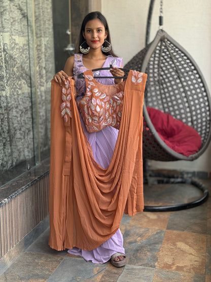 INDIPEHNAWA DESINER HEAVY CUT-DANA AND SIPPY WORK DRAPE SAREE (SR-003)