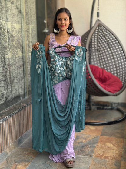 INDIPEHNAWA DESINER HEAVY CUT-DANA AND SIPPY WORK DRAPE SAREE (SR-003)