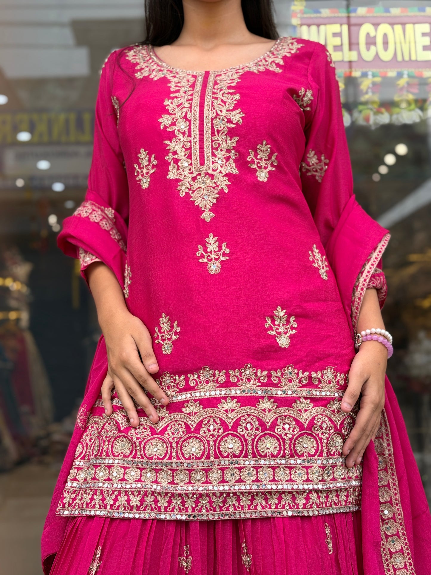LEHNGA IN FULLY HAND WORK WITH SHIRT KURTI