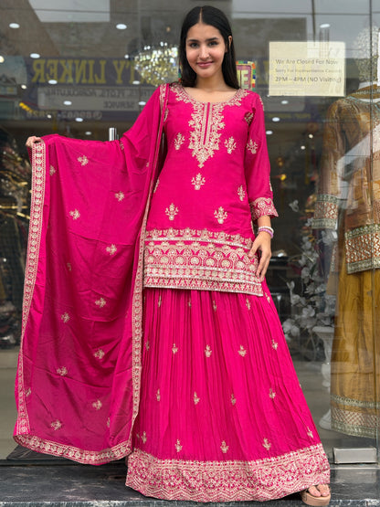 LEHNGA IN FULLY HAND WORK WITH SHIRT KURTI