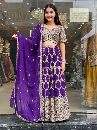 PURPLE LEHNGA WITH FULLY EMBROIDRY